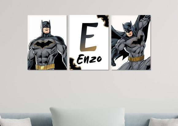 Kit 3 Placas Quadros Decorativos Batman Personalizado