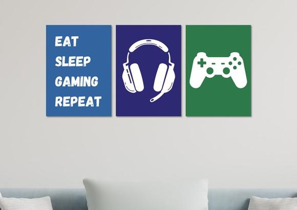 Kit 3 Placas Decorativas Quadro Cantinho Gamer Decoração