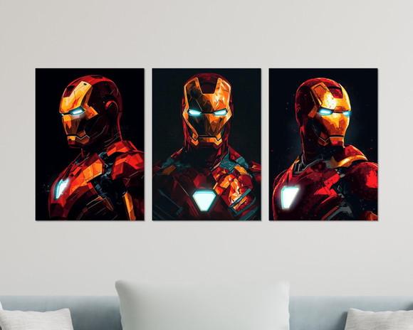 Kit 3 Placas Quadros Decorativos Homem de Ferro Herói