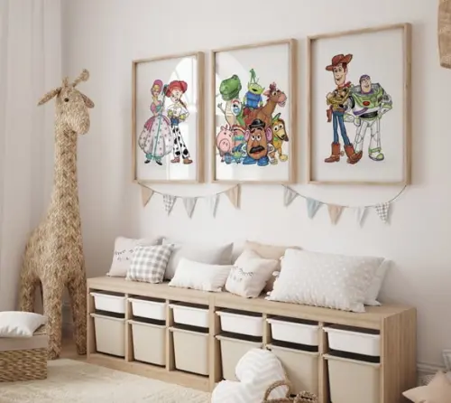 Kit 3 Quadros Decorativo Moldura Toy Story Filme Premium A3