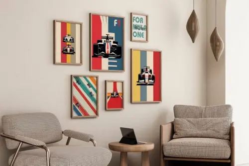 Kit 6 Quadros Decorativos Moldura Fórmula 1 Automobilismo