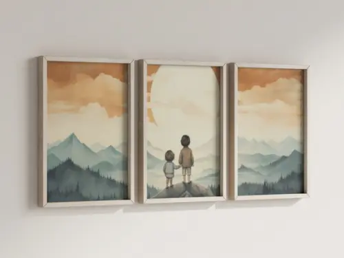 Kit 3 Quadros Decorativo Irmão e Irmã Vintage Infantil