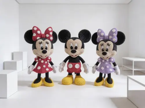 Boneco Mickey Minnie Amigurumi Estilo Tricô Premium