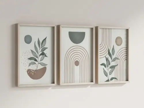 Kit 3 Quadros Decorativo Moldura Boho Sala Quarto c