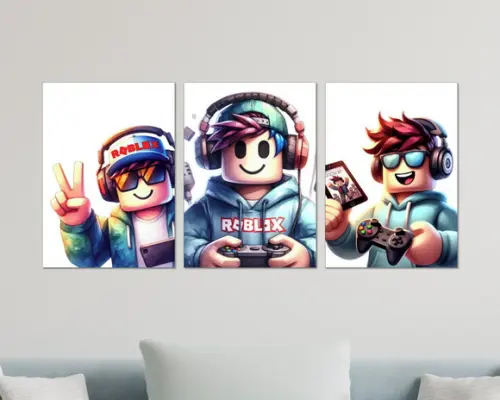 Kit 3 Placas Decorativas Quadro Roblox Gamer Menino Premium