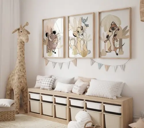 Kit 3 Quadros Decorativo Moldura Rei Leão A3 D