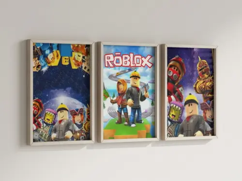 Kit 3 Quadros Decorativo Moldura Roblox Decoração Premium