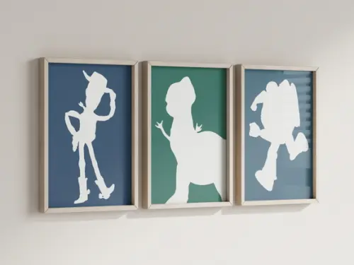 Kit 3 Quadros Decorativo Moldura Toy Story Minimalista