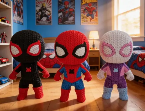 Boneco Turma Homem Aranha Amigurumi Estilo Tricô Premium