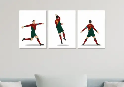 Kit 3 Placas Decorativas Cristiano Ronaldo Portugal Minimali