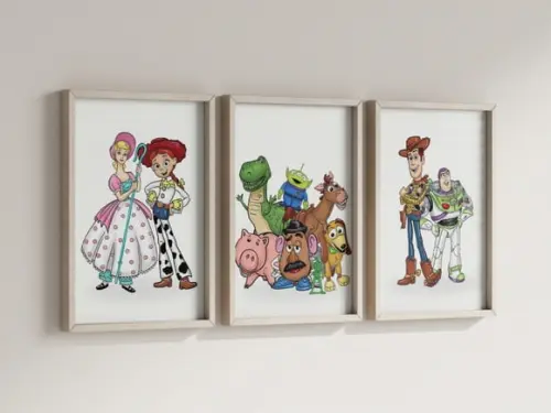 Kit 3 Quadros Decorativo Moldura Toy Story Filme Premium