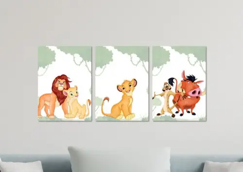 Kit 3 Placas Decorativas Quadro Rei Leão
