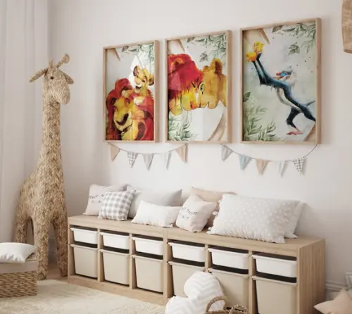 Kit 3 Quadros Decorativo Moldura Rei Leão A3