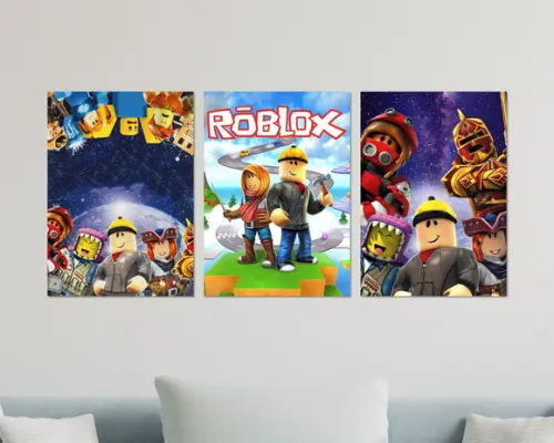 Kit 3 Placas Decorativas Quadro Roblox Gamer Arte Premium
