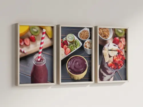 Kit 3 Quadros Decorativo Moldura Açai Decoração