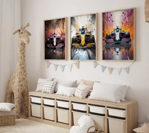 Kit 3 Quadros Decorativos Moldura Fórmula 1 Automobilismo A3