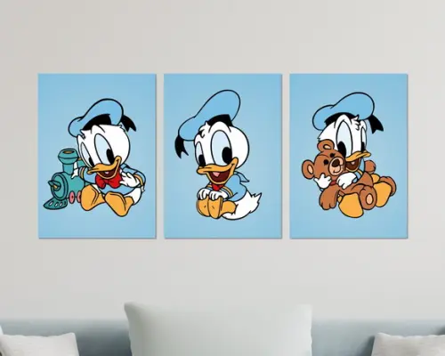 Kit 3 Placas Decorativas Quadro Pato Donald Baby Infantil