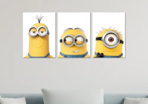 Kit 3 Placas Decorativas Quadro Minions Filme Personagens