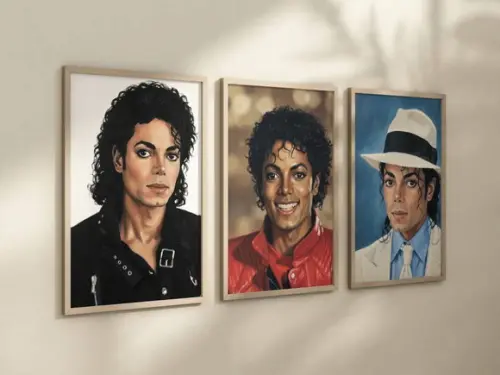 Kit 3 Quadros Decorativos Michael Jackson Rei do Pop A4