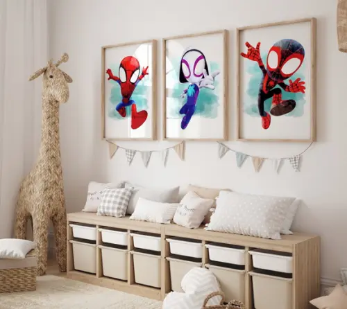 Kit 3 Quadros Decorativos Moldura Homem Aranha Grande