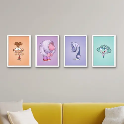 Kit 4 Quadros Decorativos Moldura Divertida Mente Decorar