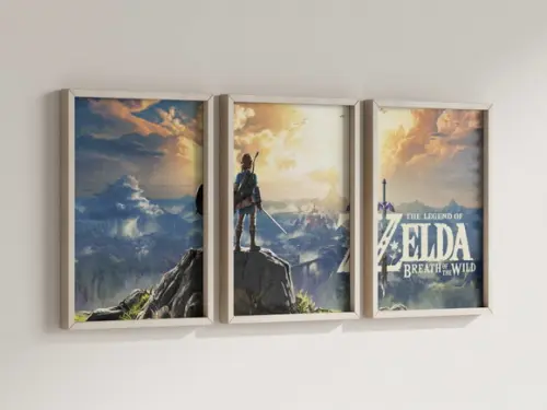 Kit 3 Quadros Decorativos Moldura Zelda Link Gamer