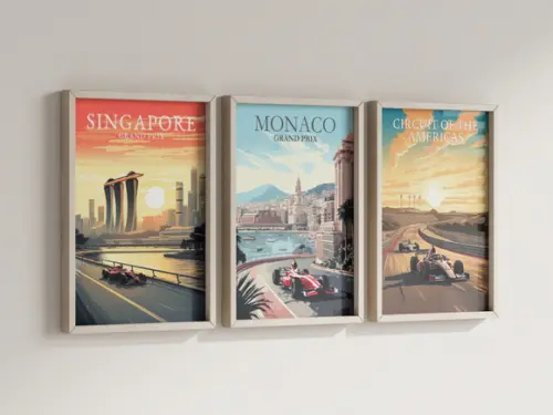 Kit 3 Quadros Decorativos Moldura Fórmula 1 F1 Automobilismo