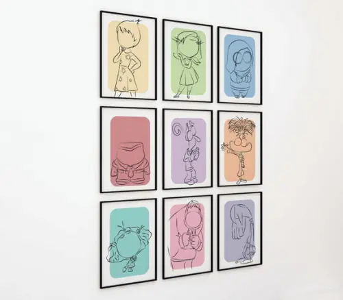 Kit 9 Quadros Decorativos Moldura Divertidamente Minimalista