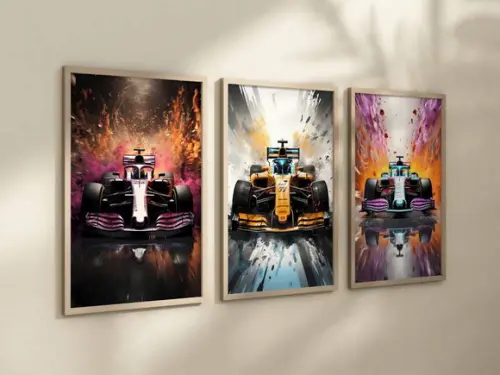Kit 3 Quadros Decorativos Moldura Fórmula 1 F1 Automobilismo