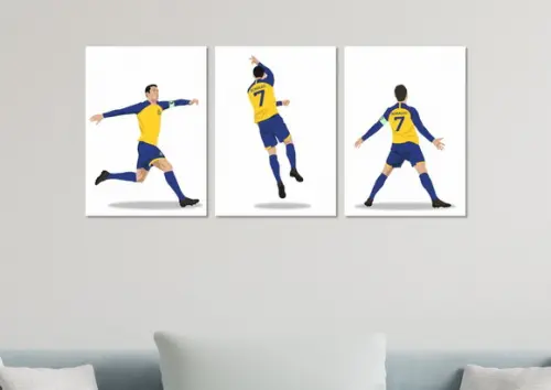 Kit 3 Placas Decorativas Cristiano Ronaldo Al-nassr Minimali