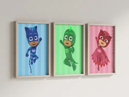 Kit 3 Quadros Decorativos Moldura Pj. Masks Decoração