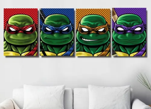 Kit 4 Placas Decorativas Quadro Tartaruga Ninjas Decorar