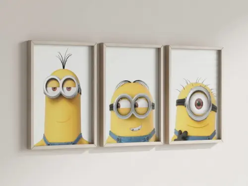Kit 3 Quadros Decorativo Moldura Minions Filme