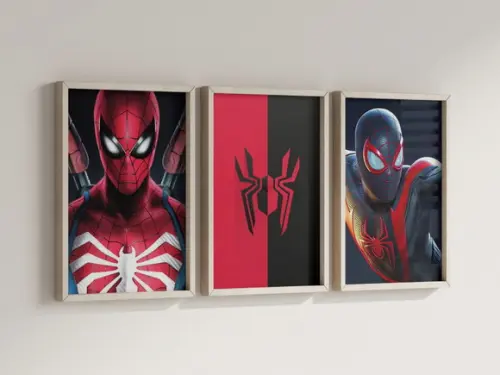Kit 3 Quadros Decorativos Moldura Homem Aranha Video Game