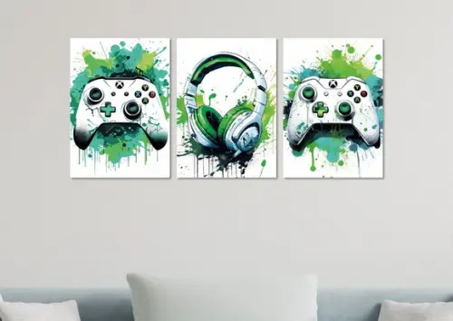 Kit 3 Placas Decorativas Quadro Xbox Branco Decoração