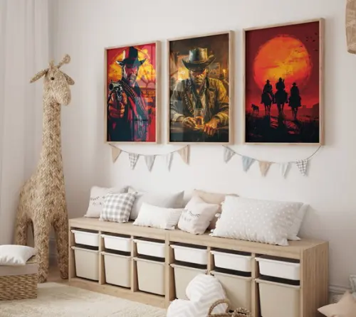 Kit 3 Quadros Moldura Red Dead Redemption Arthur Morgan A3