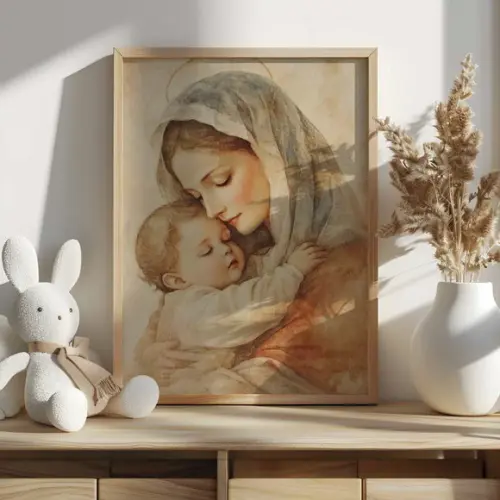 Quadro Decorativo Virgem Maria Jesus Arte Católica A3