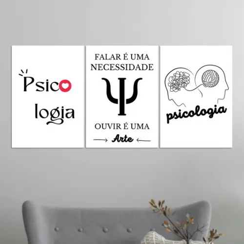 Kit 3 Placas Decorativas Quadro Psicologia Decoração