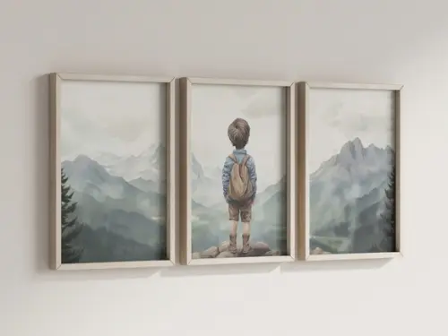 Kit 3 Quadros Decorativo Menino Aventureiro Berçário