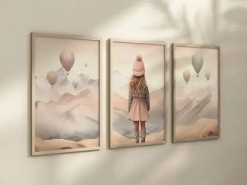 Kit 3 Quadros Decorativo Menina Aventureiro Berçário c