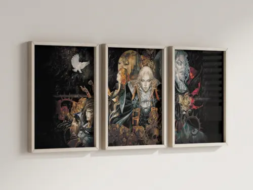 Kit 3 Quadros Decorativos Moldura Castlevania Gamer