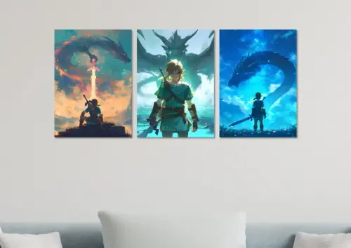 Kit 3 Placas Decorativas Quadro Zelda Link Gamer D