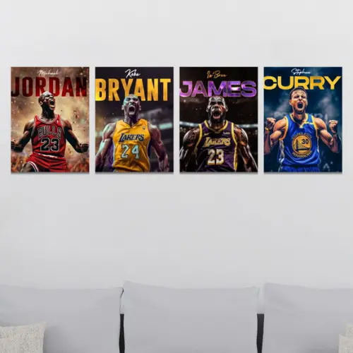 Kit 4 Placas Decorativas Quadro Lendas do Basquete Arte