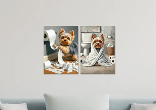 Kit 2 Placas Decorativas Quadro Cachorro Banheiro