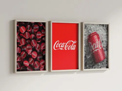 Kit 3 Quadros Decorativos Moldura Coca Cola Refrigerante