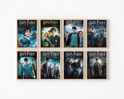 Kit 8 Quadros Decorativos Moldura Harry Potter Filmes Poster