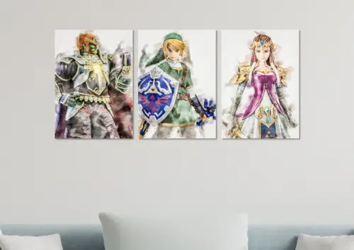 Kit 3 Placas Decorativas Quadro Zelda Link Gamer B