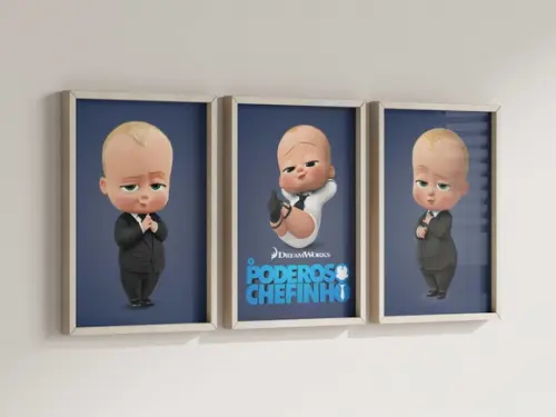 Kit 3 Quadros Decorativo Moldura o Poderoso Chefinho