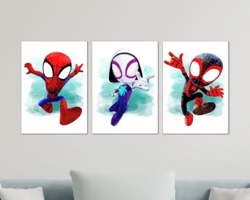 Kit 3 Placas Quadros Decorativos Homem Aranha Super-herói B