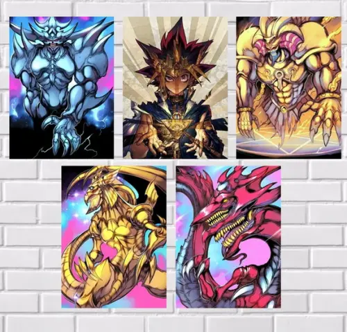 Kit 5 Placas Quadros Decorativos Yu Gi Oh